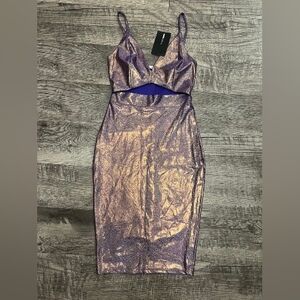 Multicolored Purple Shimmer Bodycon Bustier Dress Spaghetti Strap Cocktail